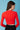 Joostricot Tomato Red Peachskin Long Sleeve Crop Crew Top