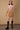 JoosTricot Camel / Blush  Stripe Peachskin Long Sleeve Mini Polo Dress