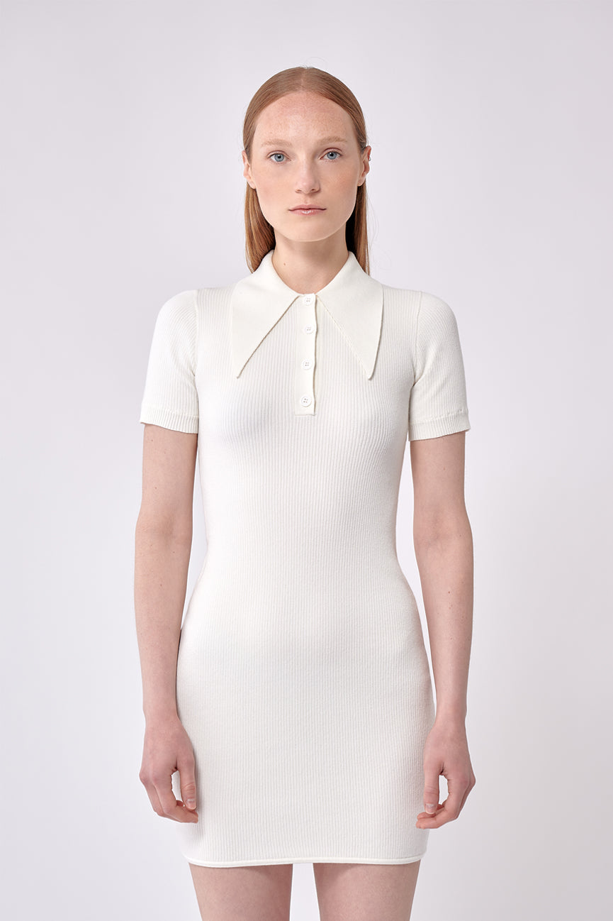 JoosTricot Ice Water White Peachskin Rib Mini Polo Dress JoosTricot Ice Water White Peachskin Rib Mini Polo Dress