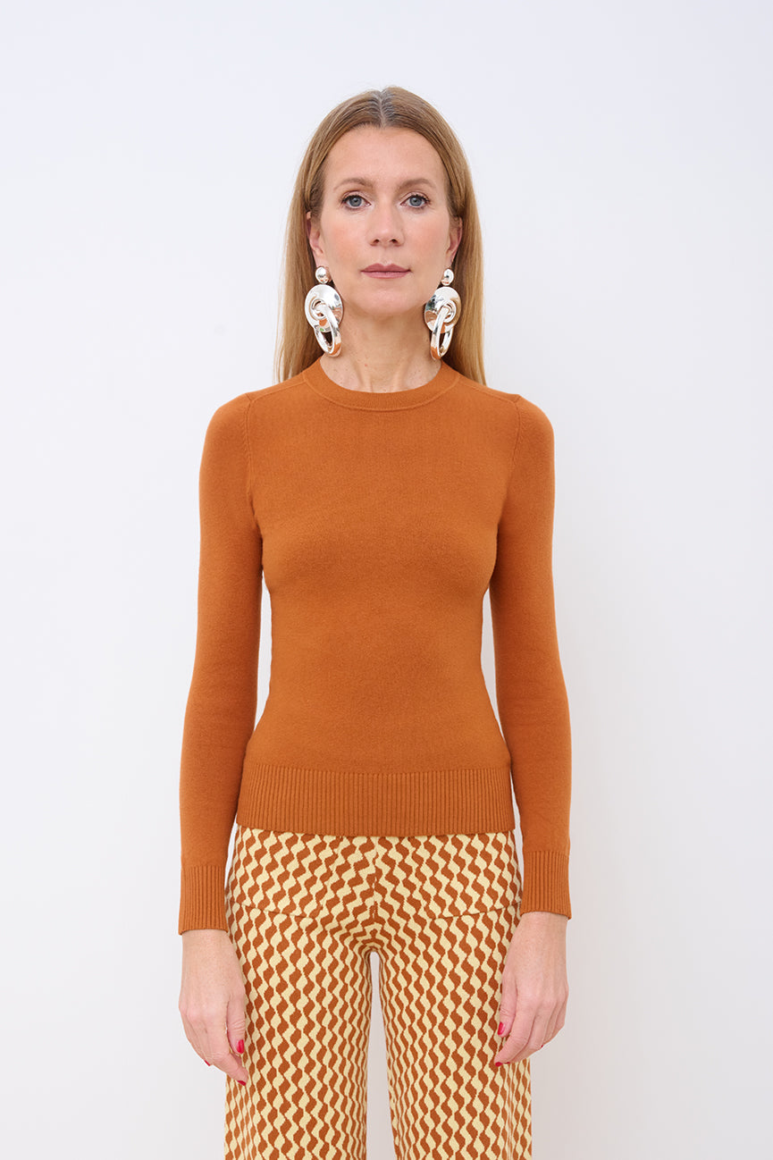 Ginger Tea Peachskin Long Sleeve Crew Neck