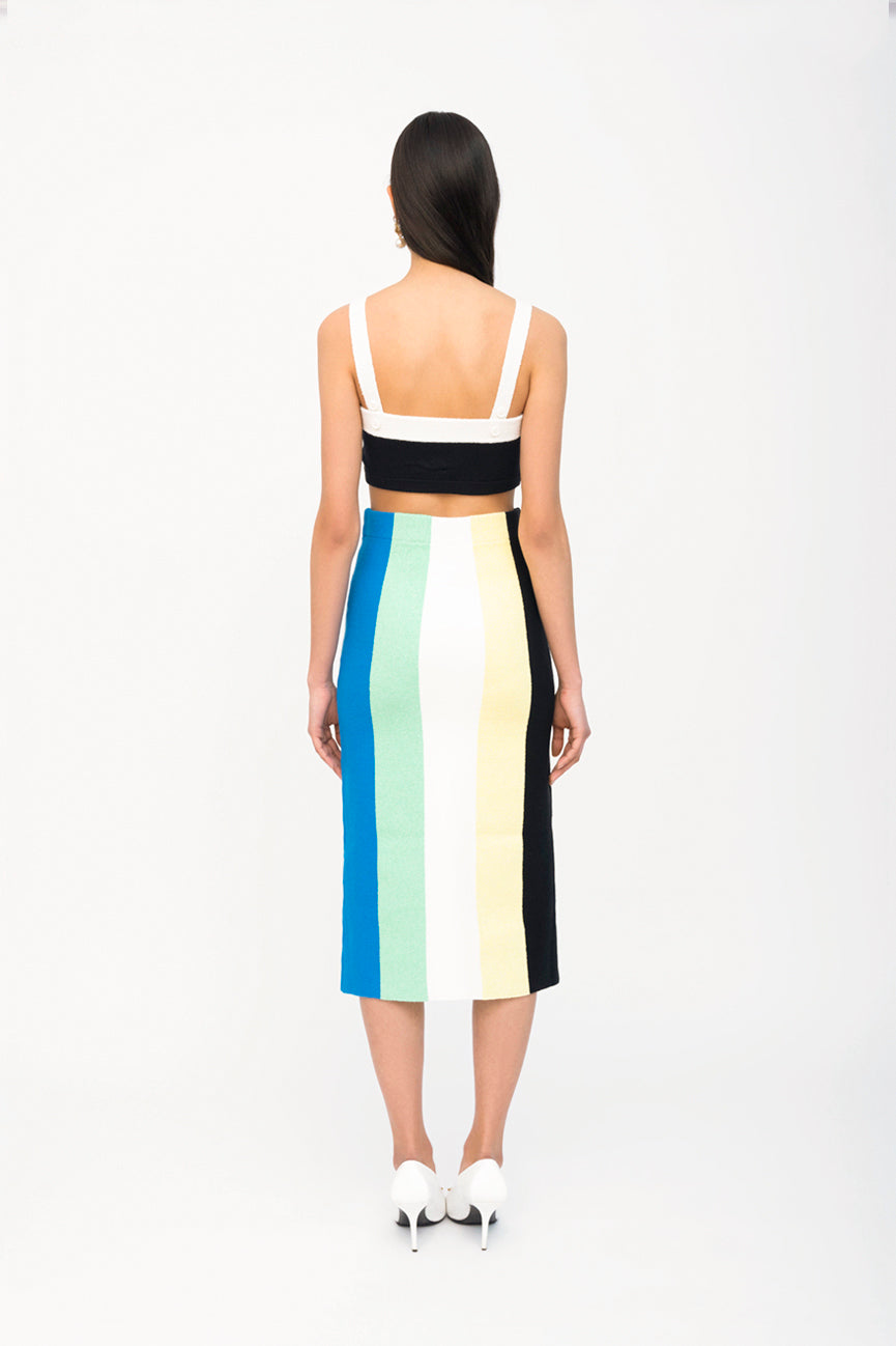 Multi Stripe Pencil Skirt