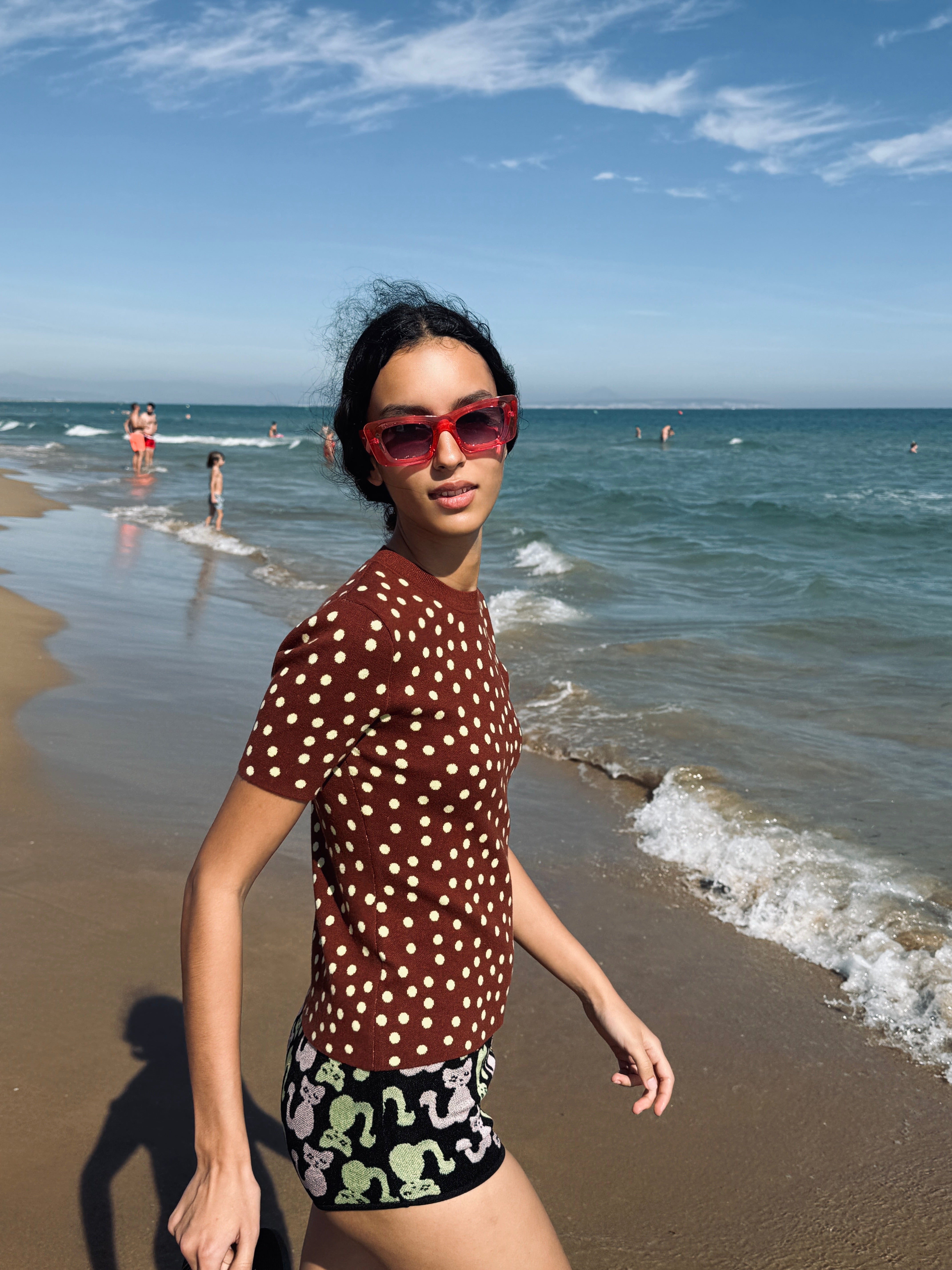 Polka Dot Short Sleeve Crew Neck