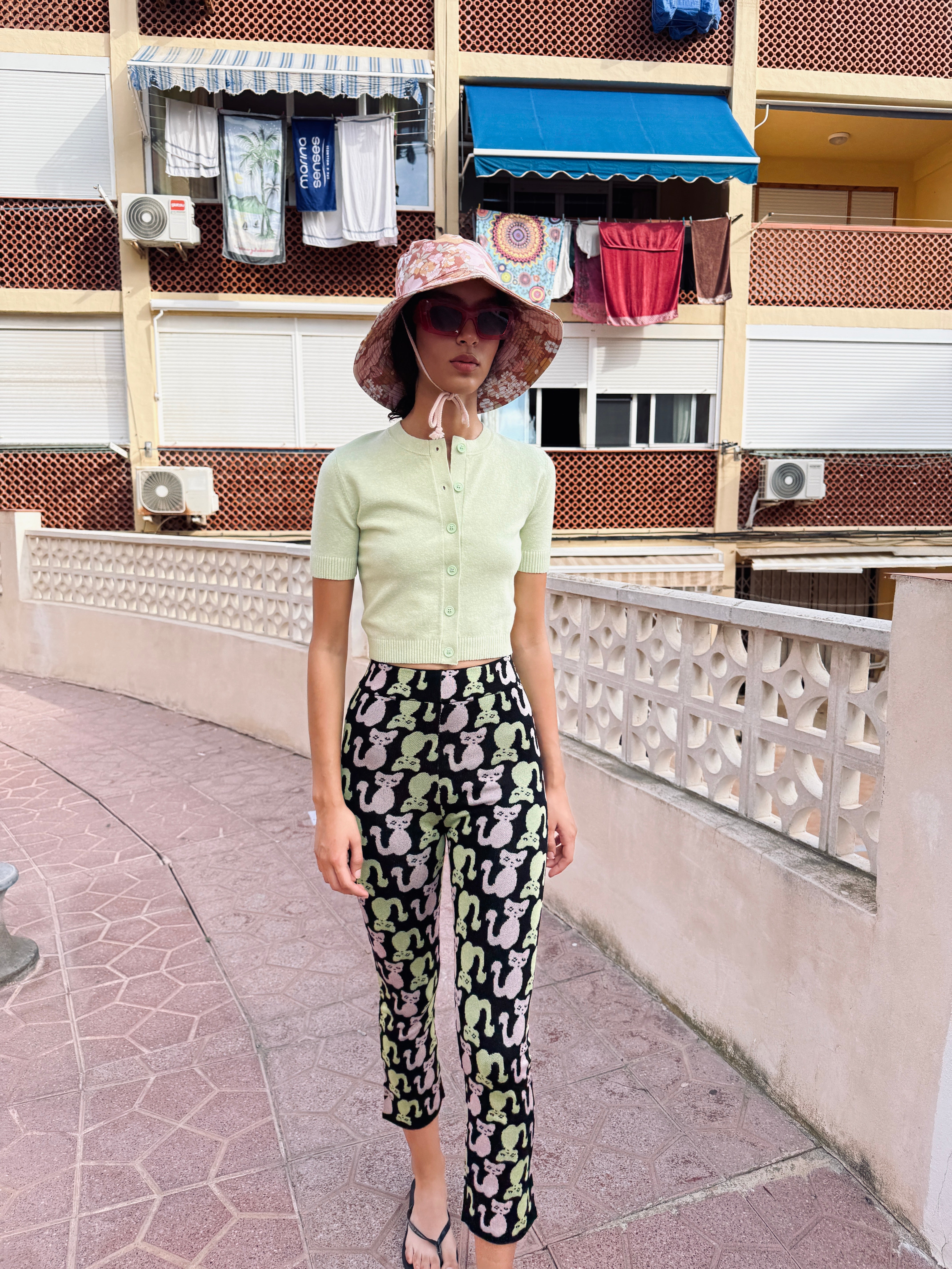 Cat Cropped Cigarette pants