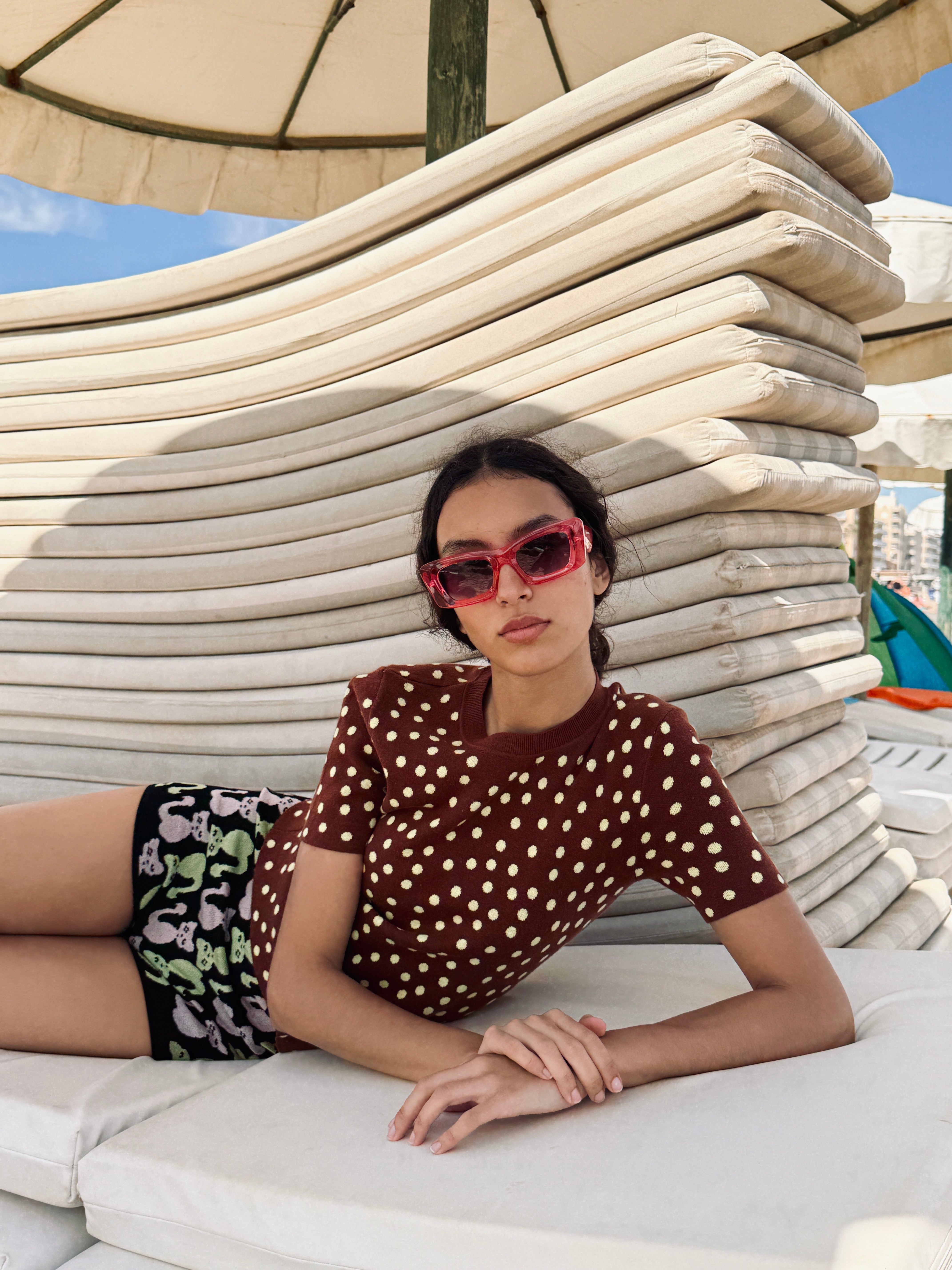 Polka Dot Short Sleeve Crew Neck