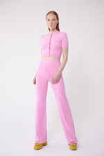 Sweet Pink Peachskin Short Sleeve Crop Cardigan