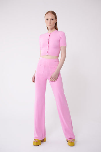 JoosTricot Sweet Pink Peachskin Short Sleeve Crop Cardigan