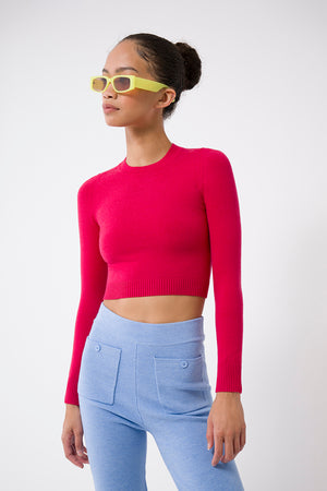 Crimson EcoMerino Long Sleeve Crop Crew