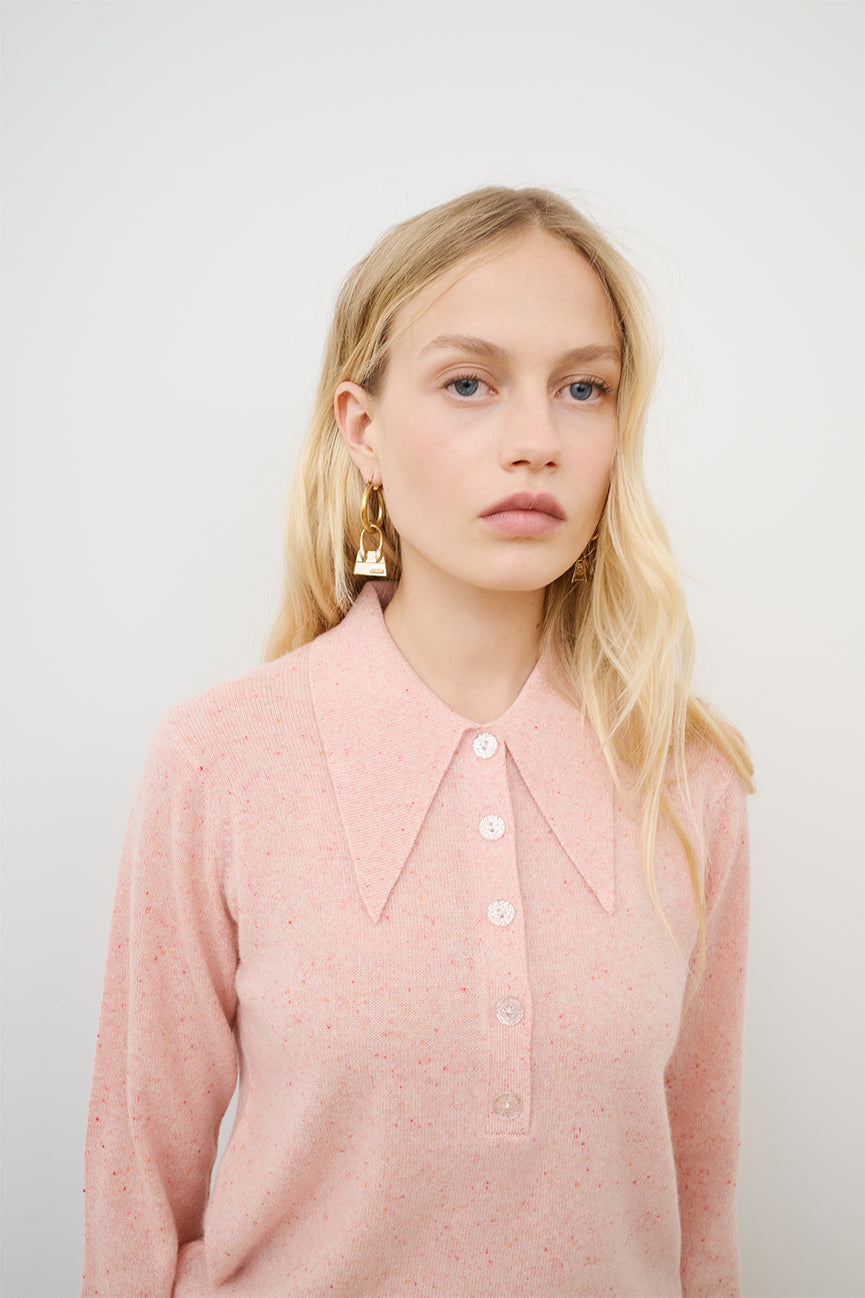 Apricot Cashmere Polo Sweater