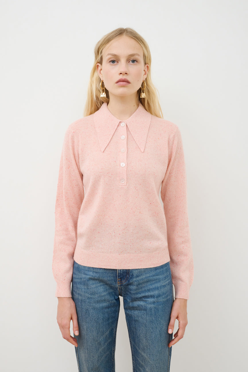Apricot Cashmere Polo Sweater