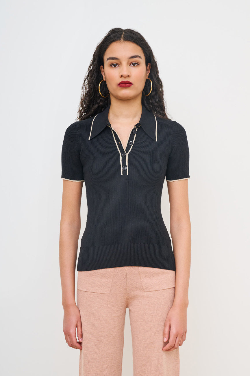 Coal Ribbed Polo