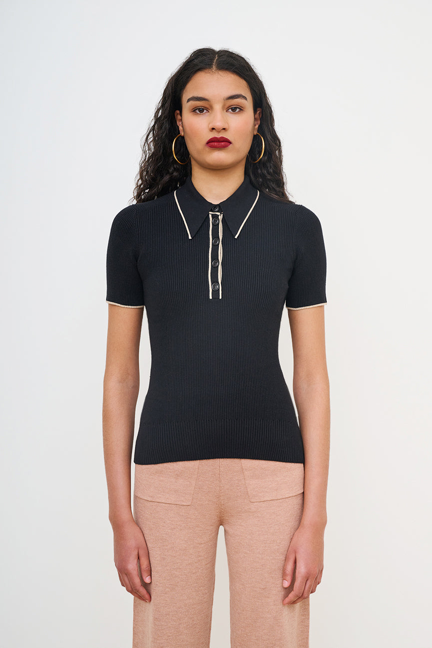 Coal Ribbed Polo