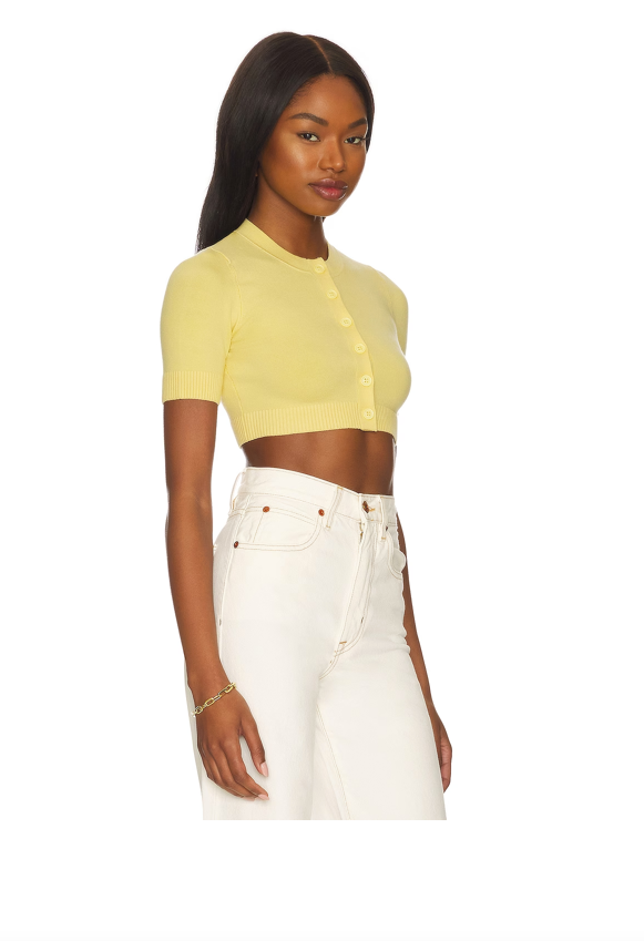 Cropped yellow cardigan deals