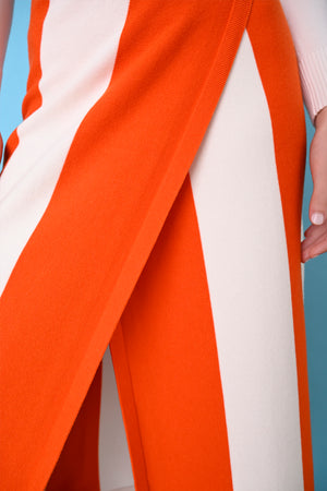 Ferrari/White Stripe Gloss Wrap Midi Skirt