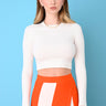 Joostricot White Peachskin Long Sleeve Crop Crew Top