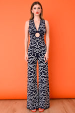 Navy/White Rope Keyhole Jumpsuit