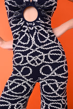 Navy/White Rope Keyhole Jumpsuit