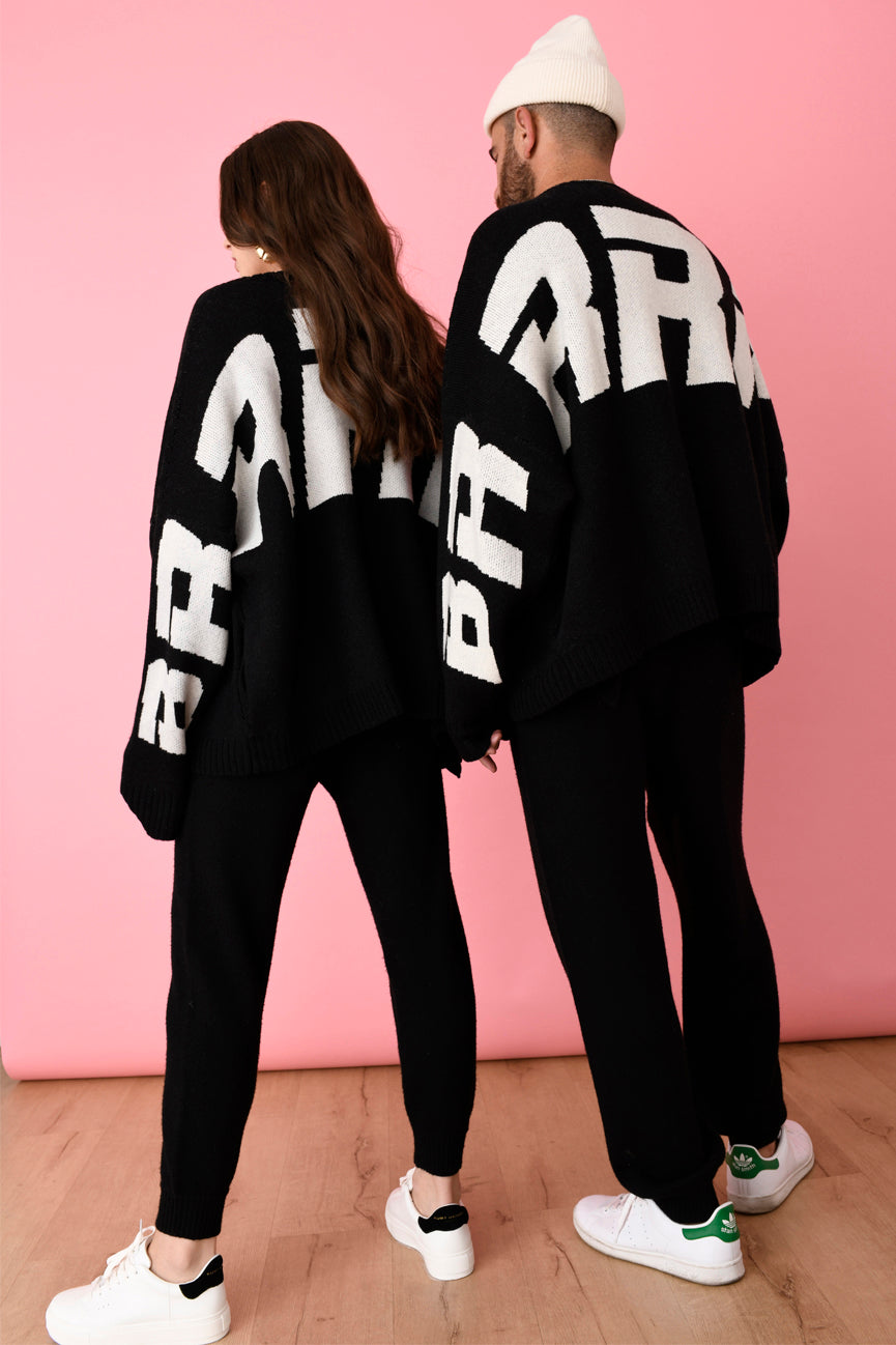 Black/White Unisex BRRR!!! Oversized Cardigan