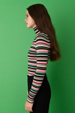 Multi Stripe Peachskin Turtleneck