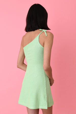 Mint Lurex Asymmetric Mini Dress
