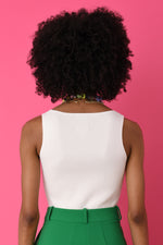 JoosTricot Surf White Ribbed Square Tank Top