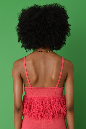 Bubblegum Linen Fringe Bralet