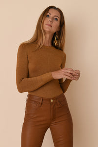 JoosTricot Bronze Metallic Lurex Crew Neck Top