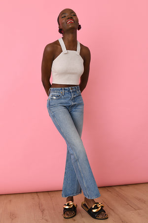Silver Sand Ribbed Criss Cross Camisole