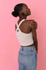 Silver Sand Ribbed Criss Cross Camisole