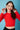 Joostricot Tomato Red Peachskin Long Sleeve Crop Crew Top