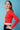 Joostricot Tomato Red Peachskin Long Sleeve Crop Crew Top