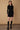 Black Metallic Lurex Long Sleeve Mini Flared Polo Dress