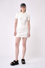 JoosTricot Ice Water White Peachskin Rib Mini Polo Dress