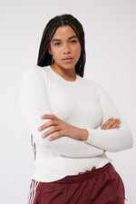JoosTricot Ice Water White Peachskin Long Sleeve Crew Neck