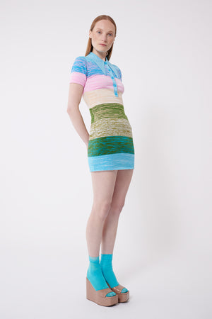 Space Dye Peachskin Polo Mini Dress
