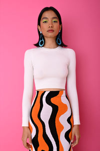 Joostricot Coconut Gloss Long Sleeve Crop Crew Top