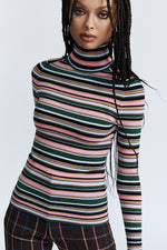 Multi Stripe Peachskin Turtleneck