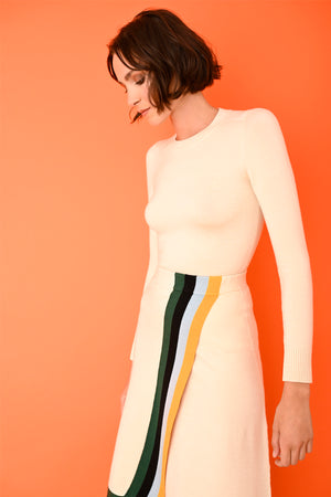 JoosTricot Cream EcoMerino Long Sleeve  Crew Neck Top