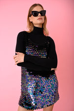 Black Sequins Crochet Mini Dress