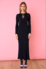 Navy/Black Tinsel Lurex Maxi Dress