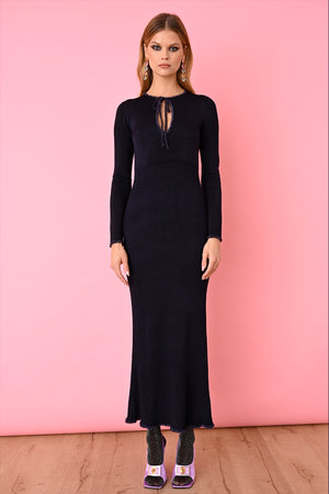 Navy/Black Tinsel Lurex Maxi Dress
