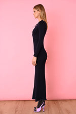 Navy/Black Tinsel Lurex Maxi Dress