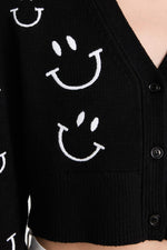 Black/White Smiley Crop Cardigan