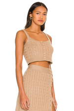 Camel Virgin Wool Cable Crop Camisole