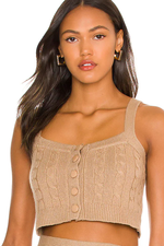 Camel Virgin Wool Cable Crop Camisole