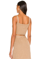 Camel Virgin Wool Cable Crop Camisole