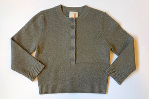 JoosTricot Forest Road Green Ribbed Cropped Henley Top