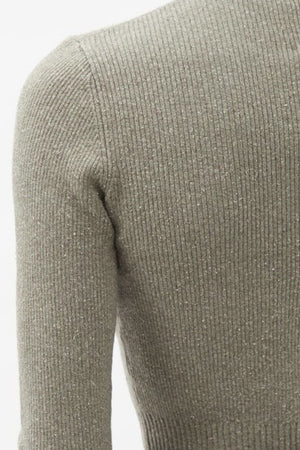 JoosTricot Forest Road Green Ribbed Cropped Henley Top