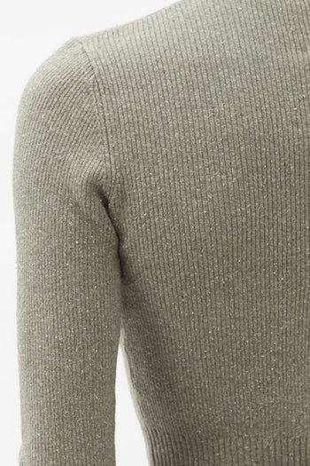 JoosTricot Forest Road Green Ribbed Cropped Henley Top